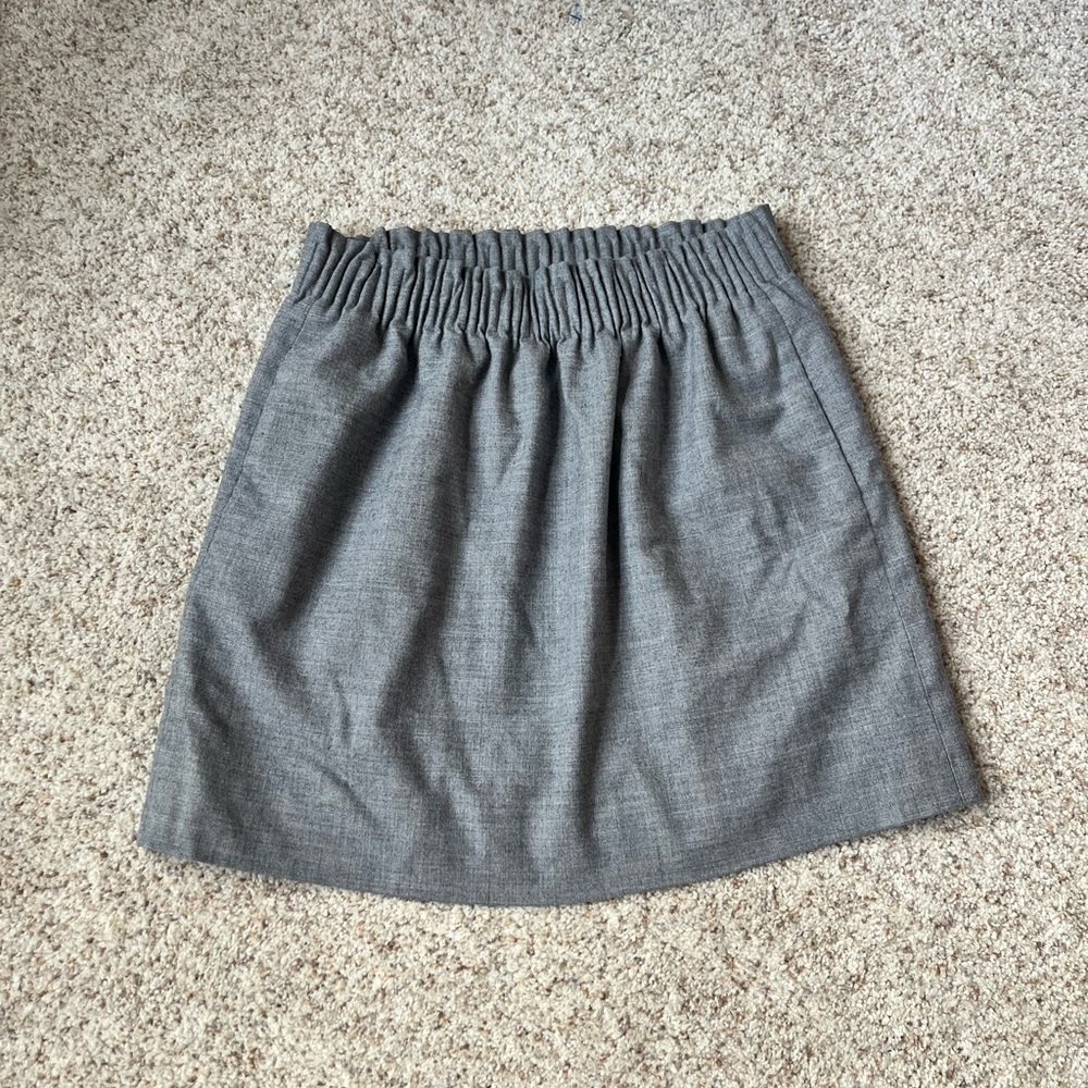 J CREW Size 6 Women’s Wool Blend Elastic Waist Grey Lined Skirt w/Pockets